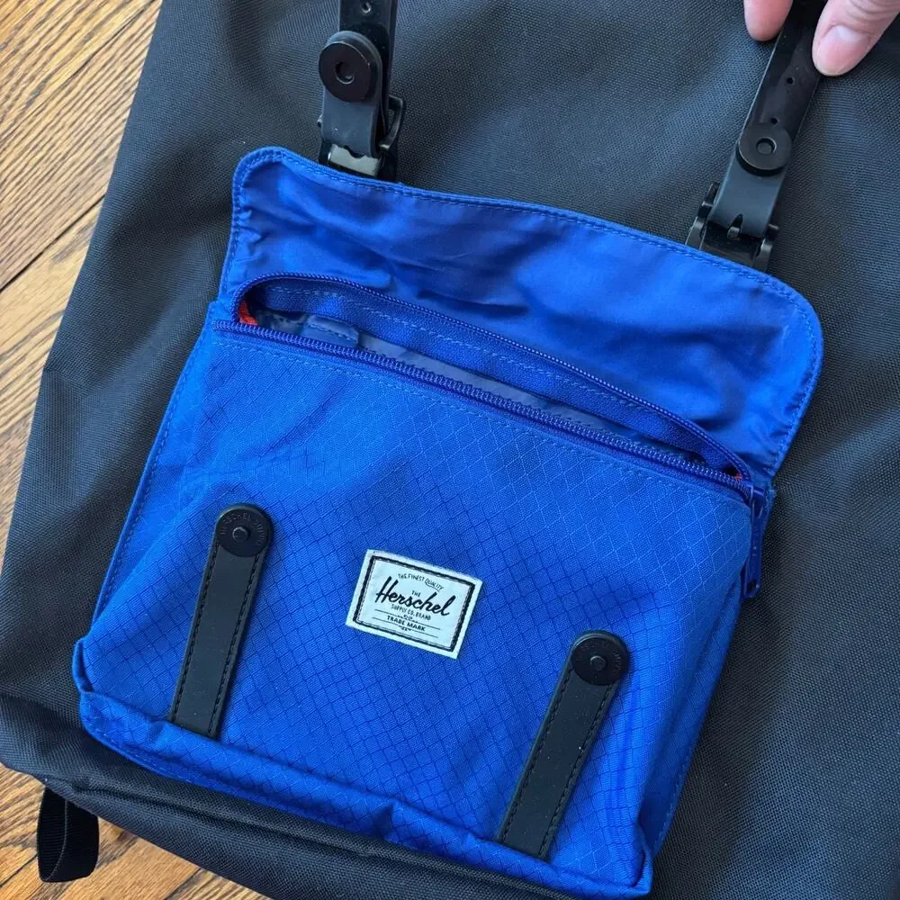 Herschel Little America‎ Backpack Black Blue Two-Tone Excellent Cond